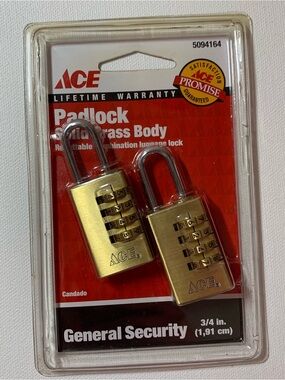 Brand new Ace padlock slid brass body set of 2